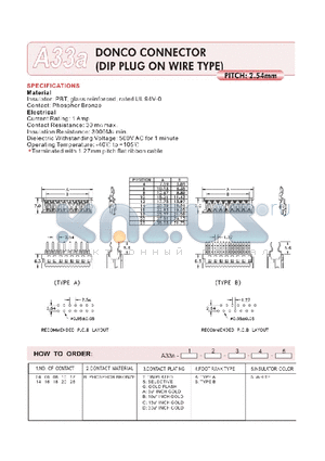 A33A06BTB5 datasheet - DONCO CONNECTOR (DIP PLUG ON WIRE TYPE)