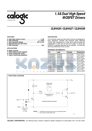 CLM4427EY datasheet - 1.5A Dual High Speed MOSFET Drivers