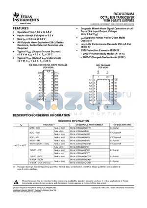 74LVCR2245ADBQRE4 datasheet - OCTAL BUS TRANSCEIVER WITH 3-STATE OUTPUTS