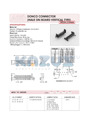 A33B10BB1 datasheet - DONCO CONNECTOR (MALE ON BOARD VERTICAL TYPE)