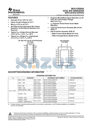 74LVCR2245ADGVRG4 datasheet - OCTAL BUS TRANSCEIVER WITH 3-STATE OUTPUTS