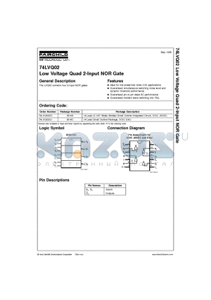 74LVQ02 datasheet - Low Voltage Quad 2-Input NOR Gate