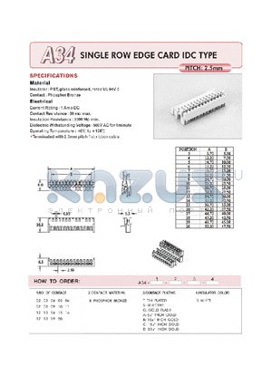 A3402BT5 datasheet - SINGLE ROW EDGE CARD IDC TYPE