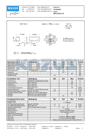 DIP12-2A72-21F_DE datasheet - (deutsch) DIP Reed Relay