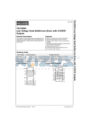 74LVQ244 datasheet - Low Voltage Octal Buffer/Line Driver with 3-STATE Outputs