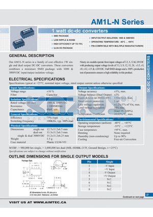 AM1L-0312S-N datasheet - 1 watt dc-dc converters