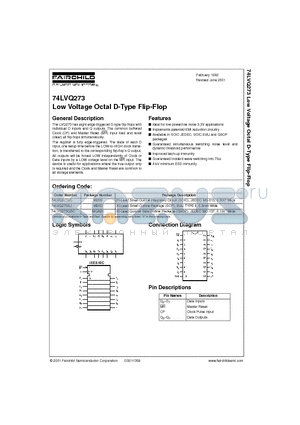 74LVQ273QSC datasheet - Low Voltage Octal D-Type Flip-Flop