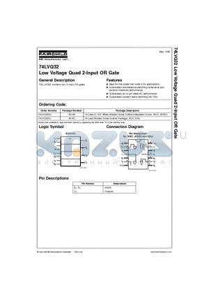 74LVQ32SJ datasheet - Low Voltage Quad 2-Input OR Gate