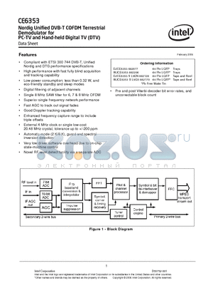 DJCE6353882077 datasheet - Nordig Unified DVB-T COFDM Terrestrial Demodulator for PC-TV and Hand-held Digital TV (DTV)