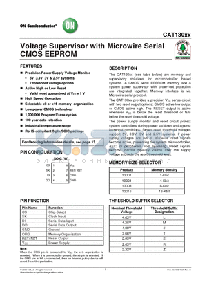 CAT130011ZWI-GT3 datasheet - Voltage Supervisor with Microwire Serial CMOS EEPROM