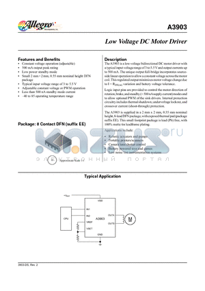 A3903 datasheet - Low Voltage DC Motor Driver