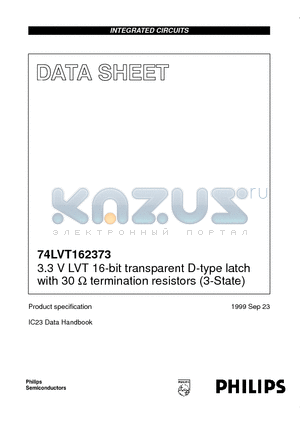 74LVT162373 datasheet - 3.3 V LVT 16-bit transparent D-type latch with 30 ohm termination resistors 3-State