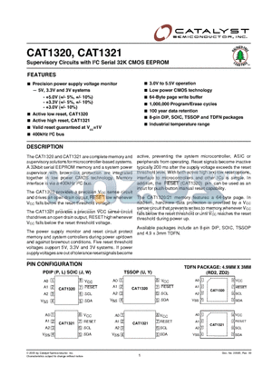 CAT1320JI-42TE13 datasheet - Supervisory Circuits with I2C Serial 32K CMOS EEPROM