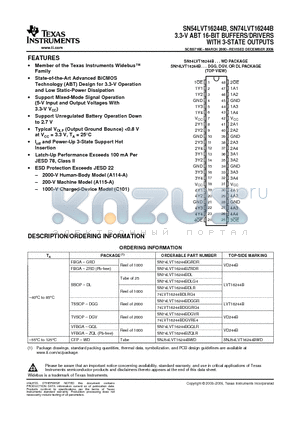 74LVT16244BDGVRE4 datasheet - 3.3-V ABT 16-BIT BUFFERS/DRIVERS WITH 3-STATE OUTPUTS