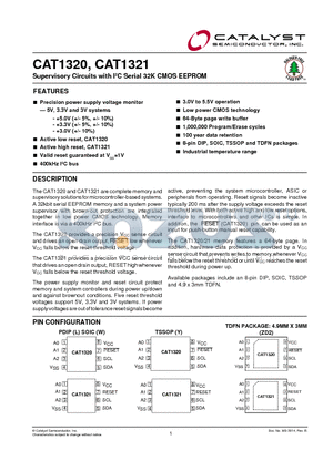 CAT1320LI-30T3 datasheet - Supervisory Circuits with I2C Serial 32K CMOS EEPROM