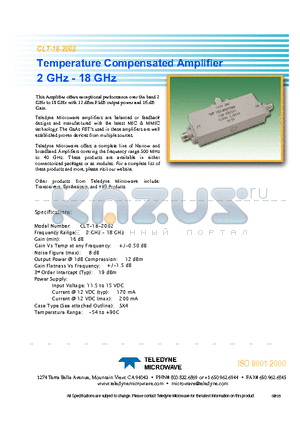 CLT-18-2002 datasheet - Temperature Compensated Amplifier 2 GHz - 18 GHz