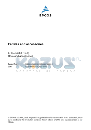 B66306C1010T001 datasheet - Ferrites and accessories