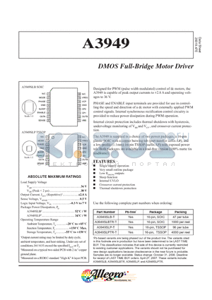 A3949SLBTR-T datasheet - DMOS Full-Bridge Motor Driver