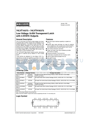 74LVT16373MEA datasheet - Low Voltage 16-Bit Transparent Latch with 3-STATE Outputs