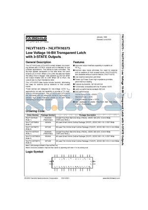 74LVT16373MTDX datasheet - Low Voltage 16-Bit Transparent Latch with 3-STATE Outputs