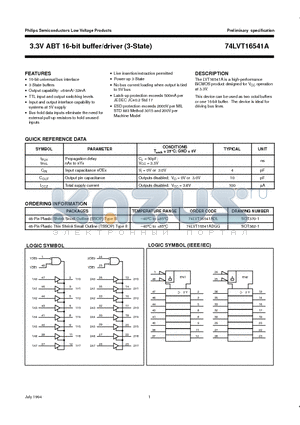 74LVT16541ADGG datasheet - 3.3V ABT 16-bit buffer/driver 3-State