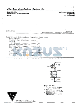 1N6061A datasheet - BIDIRECTIONAL TRANSIENT SUPPRESSOR