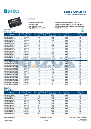 AM1LH-1205DH30-FZ datasheet - 1 Watt | DC-DC Converter