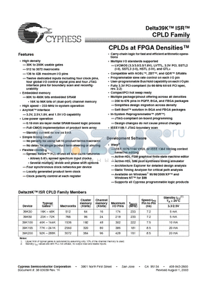 39K50 datasheet - CPLDs at FPGA DensitiesTM