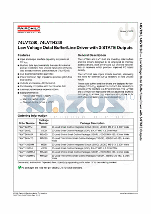 74LVT240 datasheet - Low Voltage Octal Buffer/Line Driver with 3-STATE Outputs