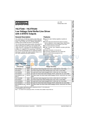 74LVT240SJX datasheet - Low Voltage Octal Buffer/Line Driver with 3-STATE Outputs