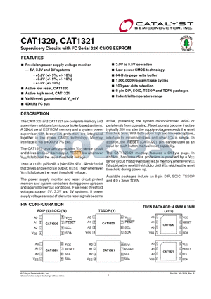 CAT1320YI-45T3 datasheet - Supervisory Circuits with I2C Serial 32K CMOS EEPROM