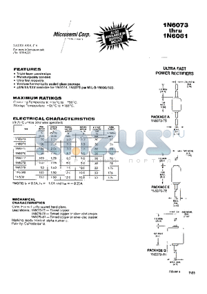 1N6080 datasheet - ULTRA  FAST POWER RECTIFIERS