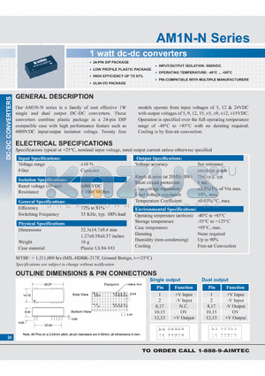 AM1N-1209DH60-N datasheet - 1 watt dc-dc converters