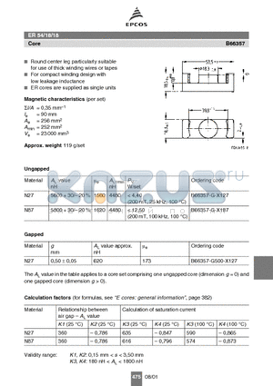 B66357-G-X127 datasheet - ER 54/18/18 Core