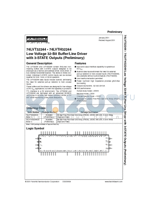 74LVT32244GX datasheet - Low Voltage 32-Bit Buffer/Line Driver with 3-STATE Outputs (Preliminary)