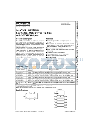 74LVT374WM datasheet - Low Voltage Octal D-Type Flip-Flop with 3-STATE Outputs