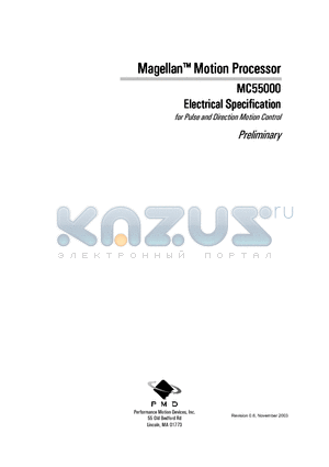DK58420CP datasheet - Electrical Specification for Pulse and Direction Motion Control