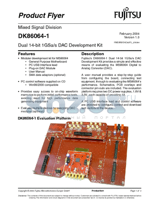 DK86064-1-SMA datasheet - Dual 14-bit 1GSa/s DAC Development Kit