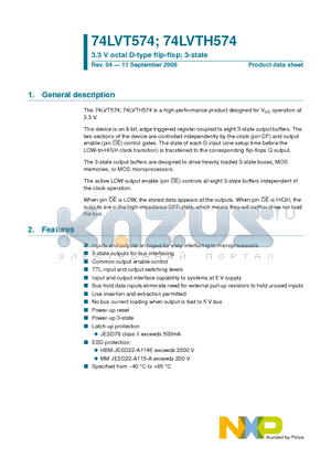 74LVT574BQ datasheet - 3.3 V octal D-type flip-flop; 3-state