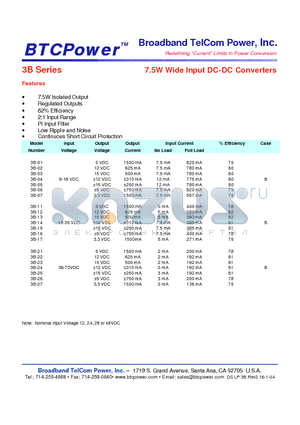3B-01 datasheet - 7.5W Wide Input DC-DC Converters