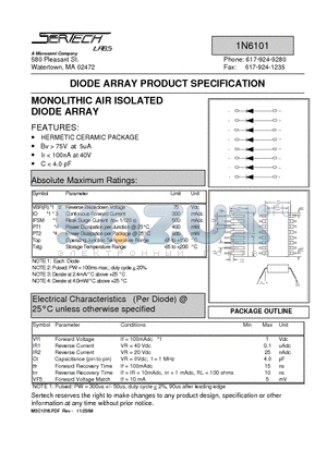 1N6101 datasheet - MONOLITHIC AIR ISOLATED DIODE ARRAY