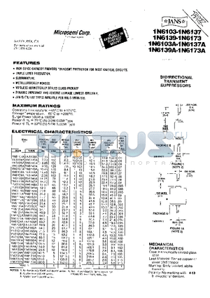 1N6111A datasheet - BIDIRECTIONAL TRANSIENT SUPPRESSORS