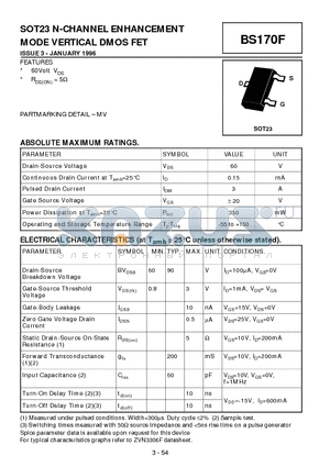 BS170FTA datasheet - N-CHANNEL ENHANCEMENT MODE VERTICAL DMOS FET