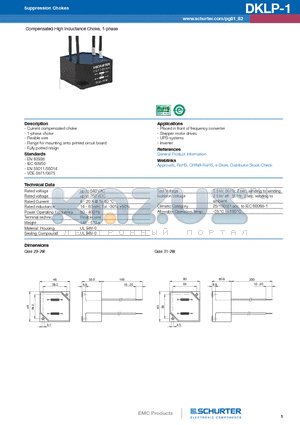 DKLP-0231-0720 datasheet - Compensated High Inductance Choke, 1-phase