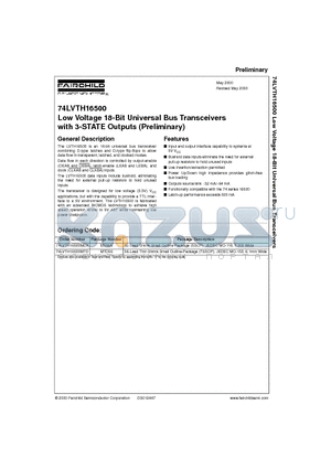 74LVTH16500 datasheet - Low Voltage 18-Bit Universal Bus Transceivers with 3-STATE Outputs Preliminary