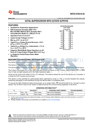 CLVC541AQDWRG4Q1 datasheet - OCTAL BUFFER/DRIVER WITH 3-STATE OUTPUTS