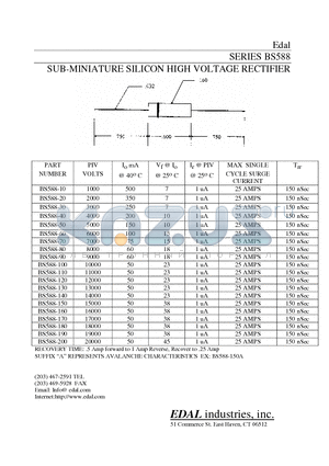 BS588-100 datasheet - SUB-MINIATURE SILICON HIGH VOLTAGE RECTIFIER