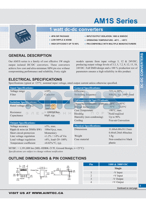 AM1S-2412SH30 datasheet - 1 watt dc-dc converters