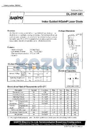 DL-3147-041 datasheet - Index Guided AlGalnP Laser Diode