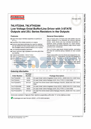 74LVTH2244SJ_08 datasheet - Low Voltage Octal Buffer/Line Driver with 3-STATE Outputs and 25